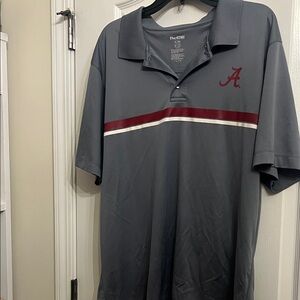 Pro Edge Charcoal Polo with Crimson Stripe